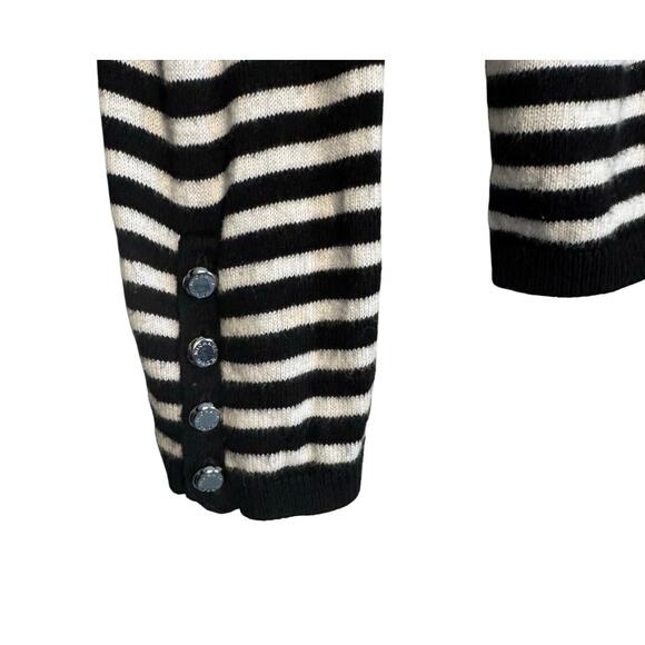 Michael Michael Kors Black White Striped Sweater Women’s Size M Long Sleeve Knit - Picture 3 of 6